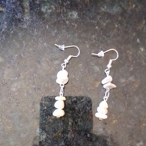 Elegant Silver, White Coral, White Howlite Dangle Earrings
